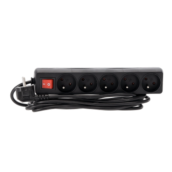 PRZEDŁUŻACZ LISTWA ZASILAJĄCA Z WYŁĄCZNIKIEM 5 GNIAZD 3 M CZARNY *8701