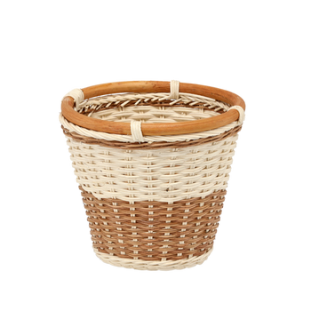 KOSZYK RATTANOWY 20 x 17/18 CM NATURALNY - BIAŁY *6164