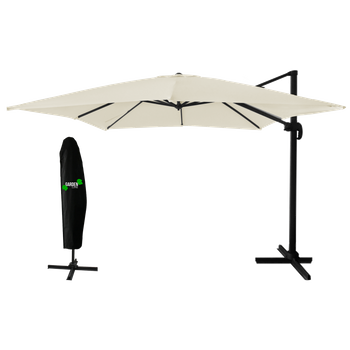 PARASOL OGRODOWY "ROMA" 3 x 4 M BEŻOWY Z POKROWCEM *9642