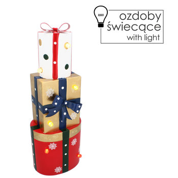 OZDOBA BOŻONAR. - METALOWE PREZENTY MIX KSZTAŁTÓW LED 18 x 13 x 50 CM *5234