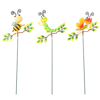 OZDOBA NA PIKU DO DONICY/OGRODU - PSZCZOŁA/GĄSIENICA/WAŻKA NA GAŁĄZCE 18 x 6 x 74 CM *9920