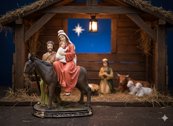 FIGURA BOŻONARODZENIOWA - ŚWIĘTA RODZINA NA OSIOŁKU 117 x 61 x 150 CM *3346