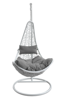 FOTEL WISZĄCY BIAŁY, PODUSZKA - CIEMNOSZARA , RAMA - BIAŁA, POŁÓWKA /1151/ *1167