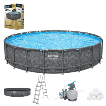 BASEN STELAŻOWY 6,71 X 1,32 M (BASEN, POMPA PIASKOWA, DRABINKA, POKRYWA) *5359