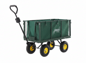 WÓZEK OGRODOWY DWUFUNKCYJNY XL - ZIELONY Z PLANDEKĄ