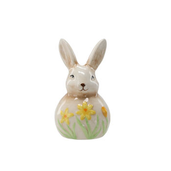 FIGURKA WIELKANOCNA - ZAJĄCZEK CERAMICZNY Z KWIATAMI 5,4 x 5,4 x 9,3 CM opak=16szt *6723