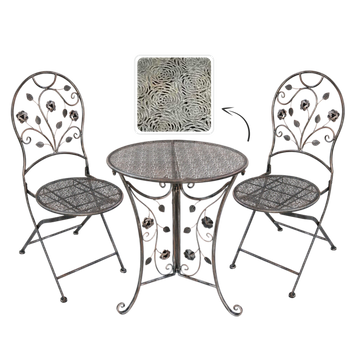ZESTAW MEBLI OGRODOWYCH METALOWYCH "MADISON" STÓŁ + 2 KRZESŁA *8251