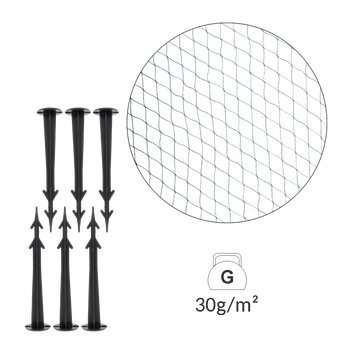 SIATKA OCHRONNA PRZECIW PTAKOM 4x10m (30g/m2) + 6 PLASTIK. SZPILEK *9820