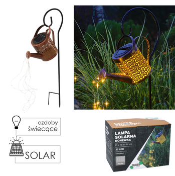 LAMPA SOLARNA 21 x 10,5 x 12 CM KONEWKA 37 LED CIEPŁY BIAŁY *3781
