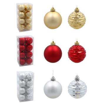 KPL. 16 BOMBEK 6 CM CZERWONY / ZŁOTY / SREBRNY *3740