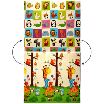 DWUSTRONNA MATA EDUKACYJNA 180x200x1 CM SKŁADANA ZWIERZĘTA + TORBA *4374