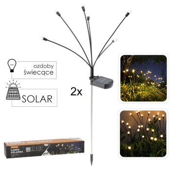 KPL. 2 LAMP SOLARNYCH H 70 CM ŚWIETLIK 6 LED CIEPŁY BIAŁY *5899