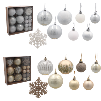 ZESTAW 30 OZDÓB CHOINKOWYCH MIX ZŁOTY / SREBRNY *5324