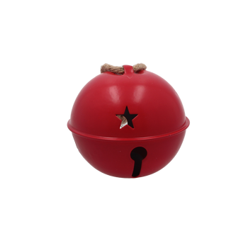 OZDOBA BOŻONAR. - ZAWIESZKA 8 x 8 x 7,6 CM METALOWA CZERWONA Z DZWONECZKIEM *0931