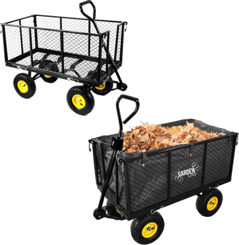 WÓZEK OGRODOWY DWUFUNKCYJNY XL - CZARNY Z PLANDEKĄ *0115