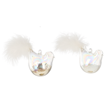 BOMBKA SZKLANA - PTASZEK 6,9 x 4,6 x 6,4 CM MIX KOLORÓW opak=6szt *4587