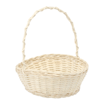 KOSZYK RATTANOWY 24/18 x 9/27 CM Z UCHWYTEM - BIAŁY *4163