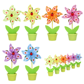 WIATRAK Z BIEDRONKĄ 9 x 15 CM MIX 6 KOLORÓW opak=6 szt *0391