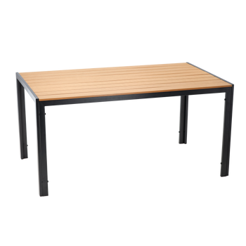 STALOWY STÓŁ OGRODOWY Z BLATEM POLYWOOD 150 x 90 x 73 CM CZARNY *9491