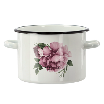 GARNEK EMALIOWANY 3 L 18 CM BIAŁY PIWONIA LAURA *9181