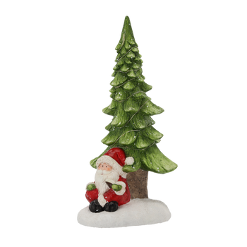 FIGURKA BOŻONAR. – MIKOŁAJ Z CHOINKĄ LED 19,5 x 20,5 x 43 CM opak=1 szt *5159