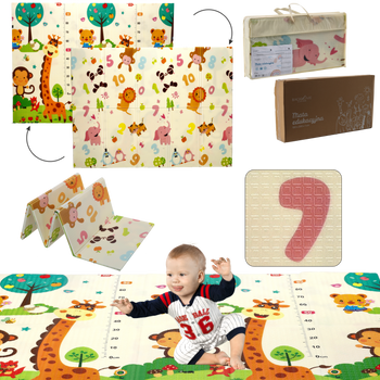 DWUSTRONNA MATA EDUKACYJNA 150x200x1 CM SKŁADANA ZWIERZĘTA-CYFRY + TORBA *4329