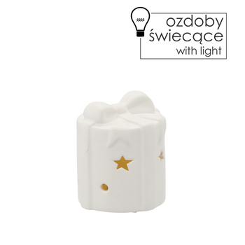 FIGURKA BOŻONAR. - PREZENT ŚWIECĄCY LED 8 x 8 x 9,5 CM opak=6 szt *5791