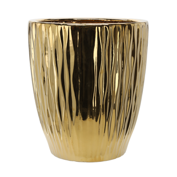 OSŁONKA CERAMICZNA NA DONICZKĘ 45 x 45 x 51,5 CM ZŁOTA POŁYSK *3567