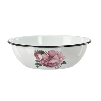 MISKA EMALIOWANA 2,5 L 24,5 CM BIAŁA PIWONIA LAURA *9099