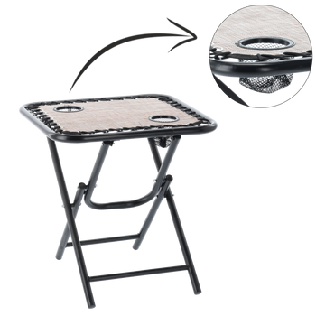 STÓŁ TURYSTYCZNY SKŁADANY 50 x 50 x 50 CM Z UCHWYTAMI NA NAPOJE BRĄZOWY *2746