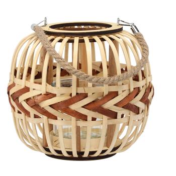 LAMPION DREWNIANY H 23 CM OKRĄGŁY *3322