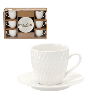 KPL. 6 FILIŻANEK TŁOCZONYCH ZE SPODKIEM 250 ML *4146