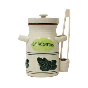 POJEMNIK CERAMICZNY 3,5L NA OGÓRKI ZE SZCZYPCAMI BIAŁY *3156