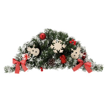 WISZĄCY STROIK BOŻONARODZENIOWY 60 CM BIAŁO-CZERWONY *4213