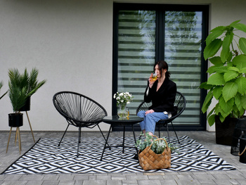 ZESTAW MEBLI OGRODOWYCH (2 KRZESŁA, STOLIK) - CZARNY *3439