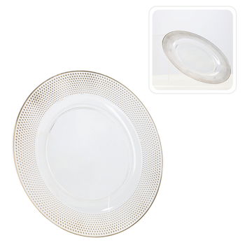 PODTALERZ OKRĄGŁY 33 x 33 x 1,5 CM TRANSPARENTNY ZŁOTY opak=6szt *7793