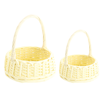 ZESTAW 2 KOSZYKÓW RATTANOWYCH Z RĄCZKĄ – ŻÓŁTY