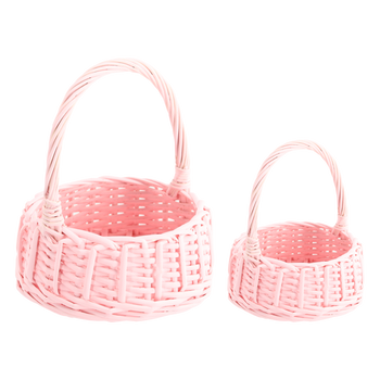 ZESTAW 2 KOSZYKÓW RATTANOWYCH Z RĄCZKĄ – RÓŻOWY