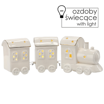 FIGURKA BOŻONAR. - CIUCHCIA Z WAGONAMI BIAŁA 28.8 x 6.6 x 10.5 CM LED opak=1szt *1207