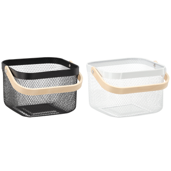 KOSZYK NA OWOCE 24,5 x 24,5 x 18 CM KWADRATOWY Z RĄCZKĄ MIX 2 KOLORÓW BIAŁY/CZARNY *9073