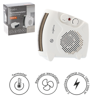TERMOWENTYLATOR ELEKTRYCZNY / FARELKA BIAŁA 2000W *3018