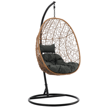 FOTEL WISZĄCY NATURALNY, PODUSZKA - CIEMNOSZARA, RAMA - CZARNA 115 X 90 X D67 CM *6437