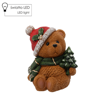 FIGURKA BOŻONAR. - MIŚ Z CHOINKĄ 27 X 25 X 29 CM LED *1063