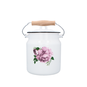 KANKA EMALIOWANA 3,3 L 16 CM BIAŁA PIWONIA LAURA Z/P *2691