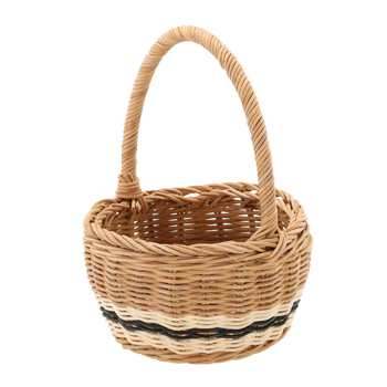 KOSZYK RATTANOWY 16 x 9/22 CM Z UCHWYTEM - NATURALNY Z BIAŁYM I CZARNYM *7312