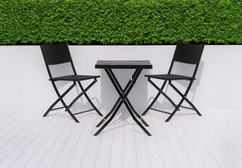 ZESTAW MEBLI BALKONOWYCH SKŁADANYCH (STOLIK + 2 KRZESŁA) ANTRACYT *9930