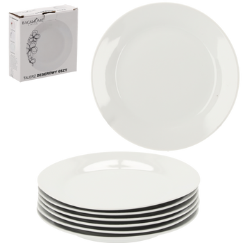 KPL. 6 TALERZY DESEROWYCH 19 CM OKRĄGŁYCH BIAŁYCH *2318