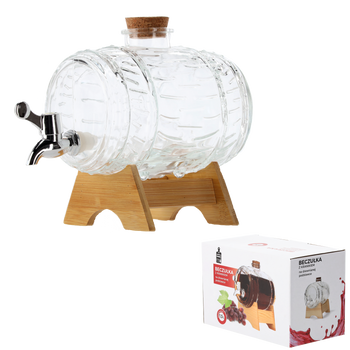 BECZUŁKA 1,5 L NA DREWNIANEJ PODSTAWCE Z KRANIKIEM *5711