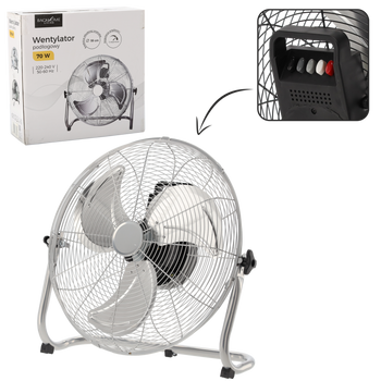WENTYLATOR PODŁOGOWY SREBRNY 70W