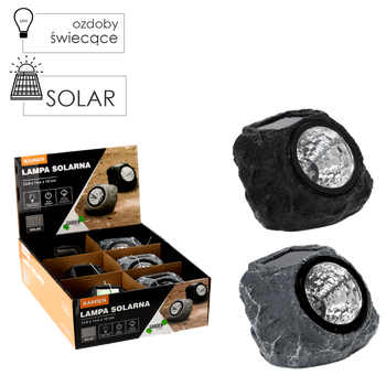 LAMPA SOLARNA KAMIEŃ 12,6 x14,4 x 10 CM, disp. 6szt*9901